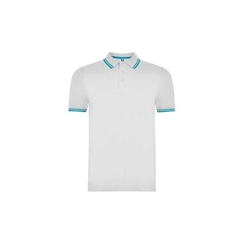 

Polo de manga corta, cuello con tapeta MONTREAL PO6629 | S - Blanco/Turquesa