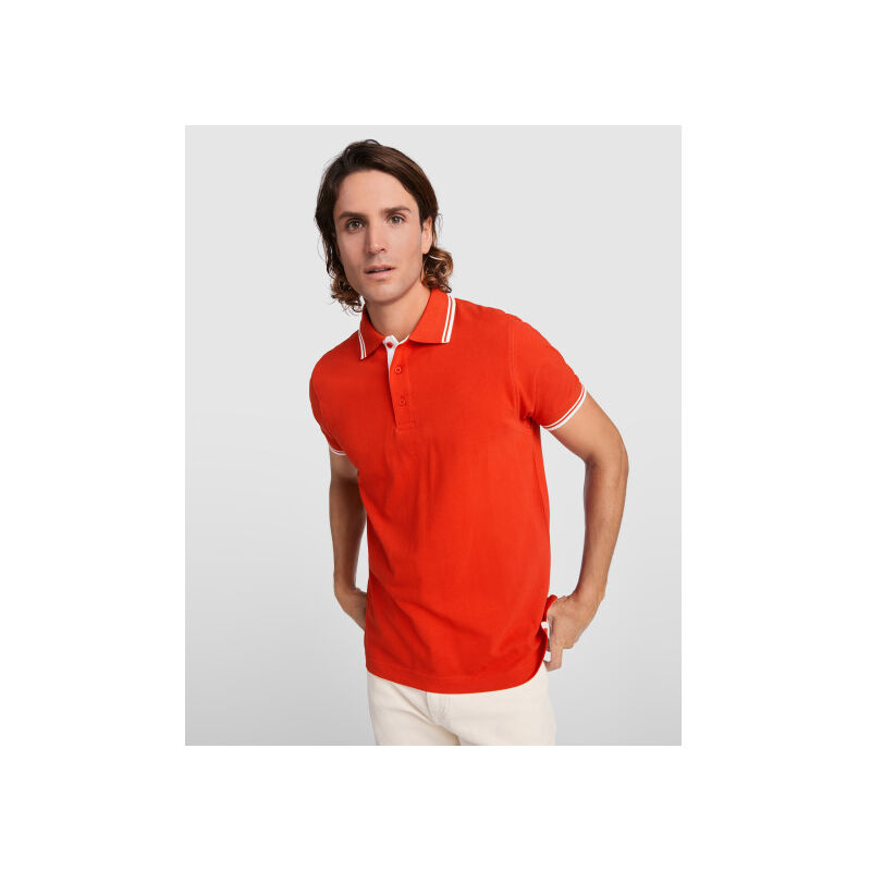 

Polo de manga corta, cuello con tapeta MONTREAL PO6629 | XL - Rojo/Blanco