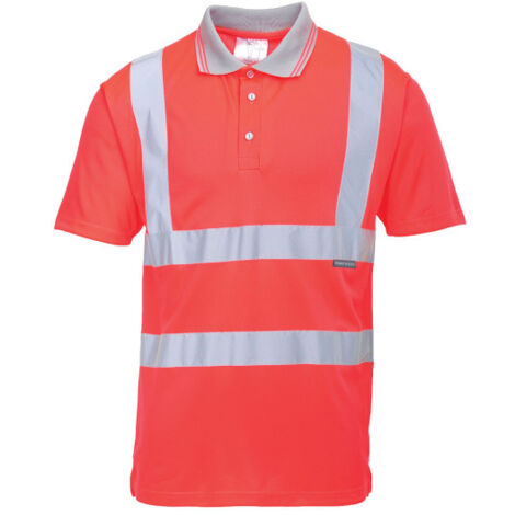 Polo de manga corta de cuello acanalado A.V con cintas reflectantes S477 S Rojo
