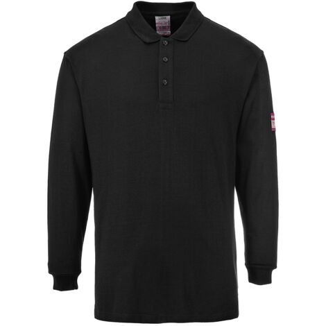Polo de manga larga antistático resistente al fuego color: negro talla XXL - Portwest