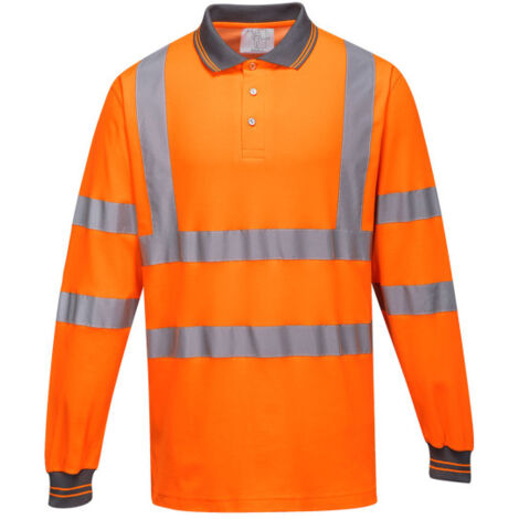 Polo de manga larga Cotton Comfort de tejido transpirable con cintas reflectantes S271 XXL Naranja