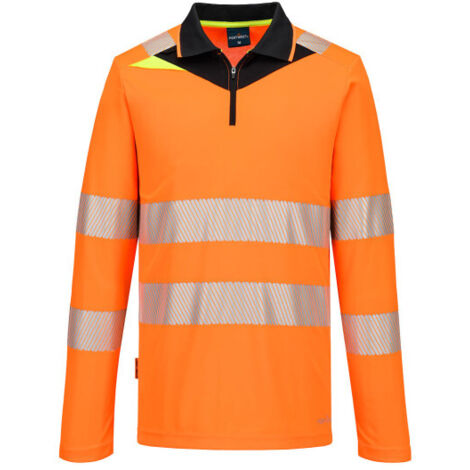 Polo de manga larga DX4 con cremallera de alta visibilidad DX419 M Naranja/Negro