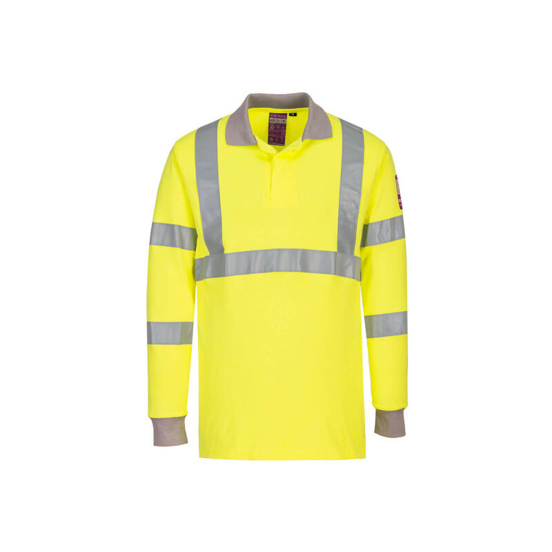 Portwest - Polo de manga larga, ignífugo, antiestático y de alta visibilidad amarillo flúor FR77 xxxl Amarillo
