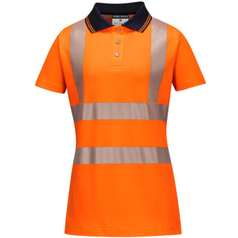 Polo de trabajo Pro para mujer de tejido transpirable flúor LW72 S Naranja/Negro