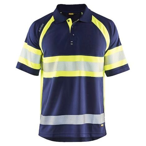 Polo de travail haute visibilité anti-UV 3338 - Marine/Jaune fluo 5XL