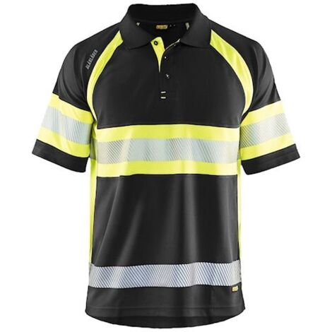 Polo de travail haute visibilité anti-UV 3338 - Noir/Jaune fluo 5XL