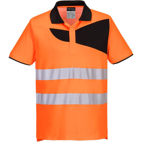 Polo de travail haute visibilité respirant slim anti UV Portwest PW2 Orange M