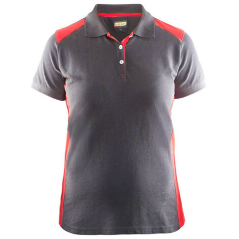 Polo de travail manches courtes femme 3390 - Gris clair/Rouge S