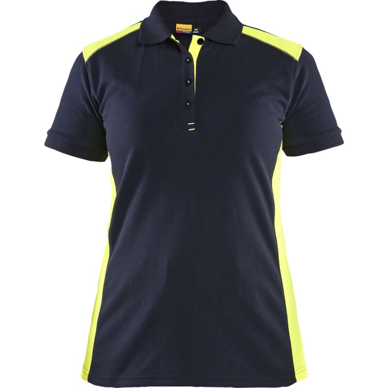Polo de travail manches courtes femme 3390 - Marine foncé/Jaune fluo s