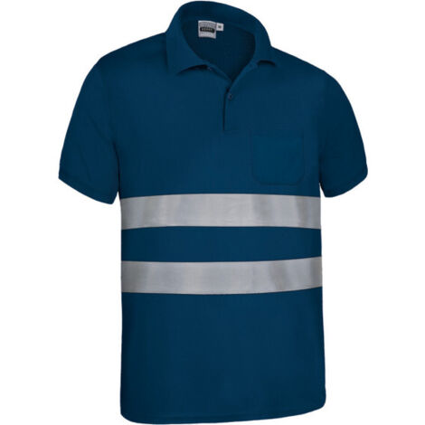 Polo de Visibilidad Realzada, manga corta y bolsillo, azul marino con dos cintas reflectantes, en tejido poliéster KERRY XL Azul marino orión
