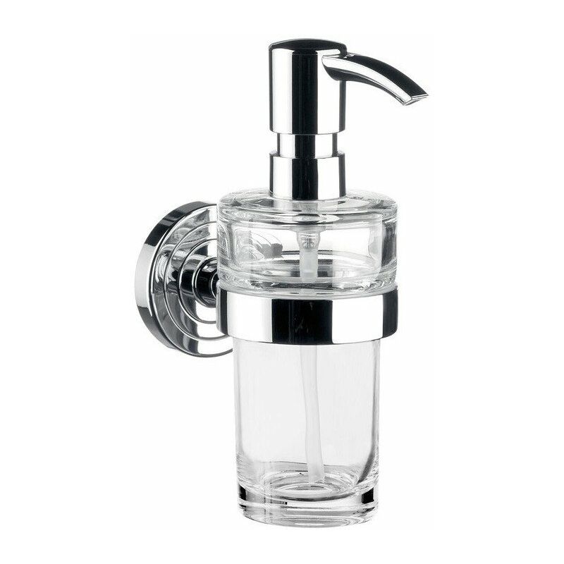 

Emco - POLO dispensador de jabón líquido contenedor cristal transparente, bomba dosificadora cromada