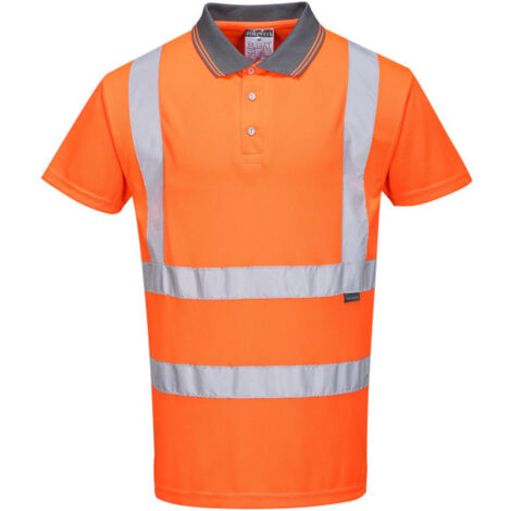 Polo en tejido de alta visibilidad Micro Mesh Bird Eye con cintas reflectantes RT22 4XL Naranja