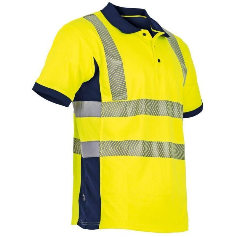LMA - Polo de travail mc maille hv vision - marine/jaune fluo s - 2