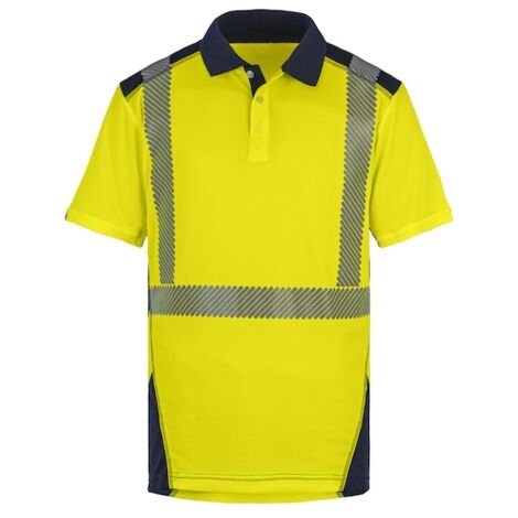 Polo haute visibilité BORNEO jaune/marine - XL - T2S