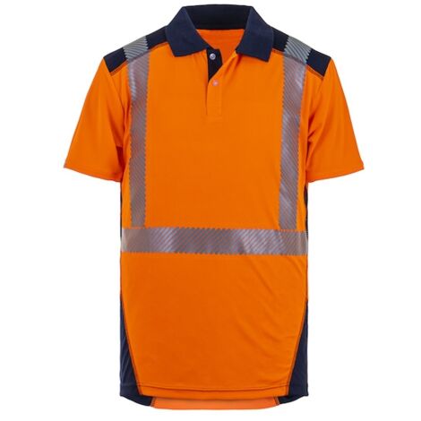 Polo haute visibilité BORNEO orange/marine - S - T2S