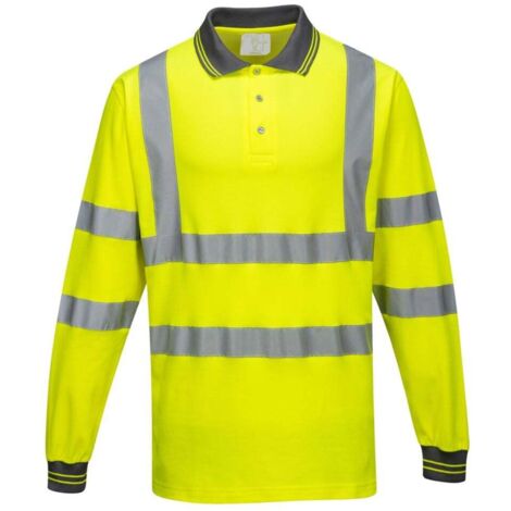 Polo in cotone maggioritario a maniche lunghe Giallo S