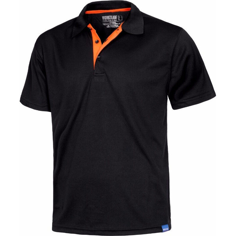 

Polo técnico deportivo de manga corta combinado con colores flúor S6520 | Negro - M - Workteam