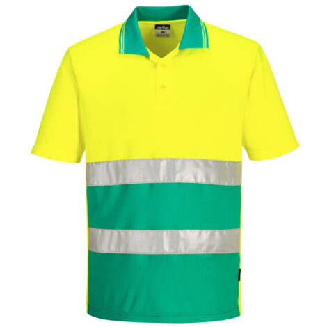 Polo ligero bicolor manga corta con cintas reflectantes S175 XXL Amarillo/Verde azulado