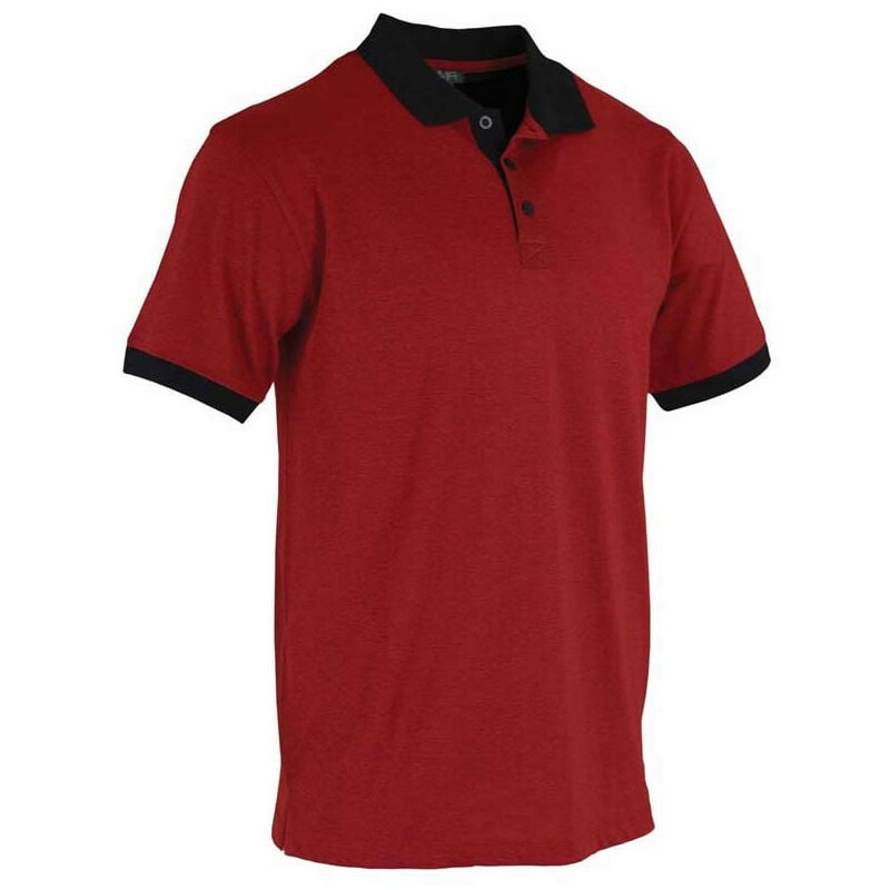 Polo maille piqué bicolore rouge/noir LMA cba - Couleur Rouge/noir - x Taille m
