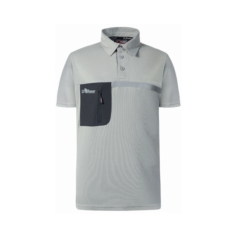 U-power - Polo de travail manches courtes en tissu libra - Gris l