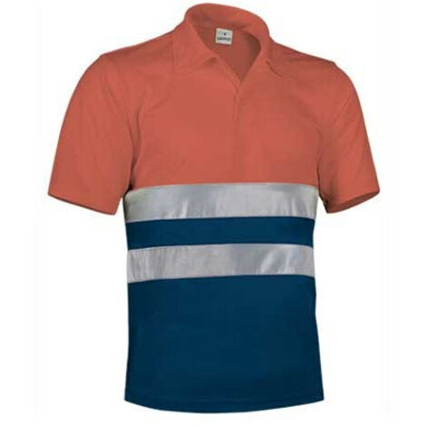 Polo manga corta de alta visibilidad - EN 20471 Build 3XL Naranja fluor / Azul mar