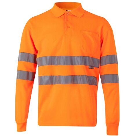 Polo Manga Larga Alta Visibilidad NARANJA FLÚOR 3XL