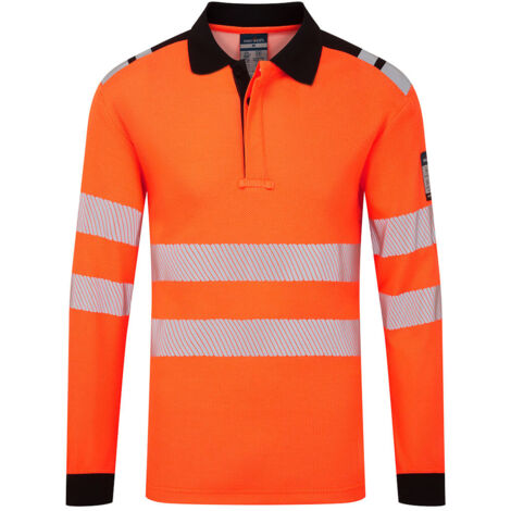 Polo Ml Pw3 Hvo Modaflame Fr - Taille Xl - Orange/noir - Portwest