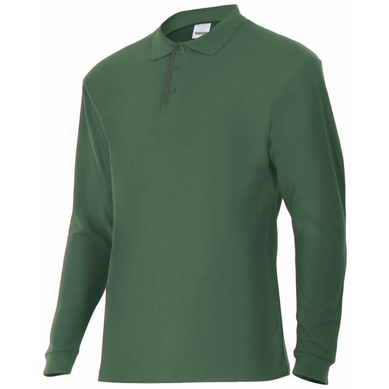 

Polo negro/verde de manga larga con cuello de canalé Serie P105503 | XL - Verde / Verde caza - Velilla