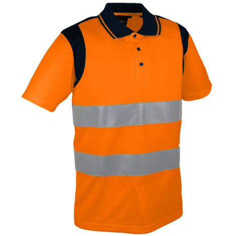 Polo orange haute visibilité en polyester - SINGER - PAULO XL