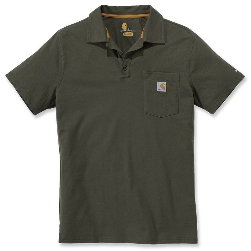 Polo homme Force Delmont poche poitrine Carhartt 103569 - Vert foncé - s - Vert foncé