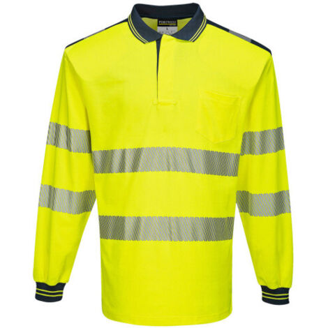 Polo PW3 Alta Visibilidad ML Amarillo/Marino M