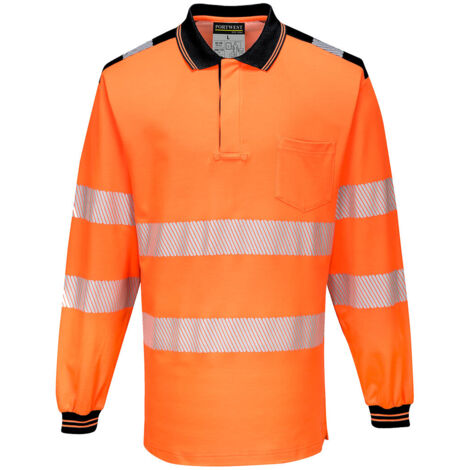 Polo PW3 Alta Visibilidad ML Naranja/Negro M