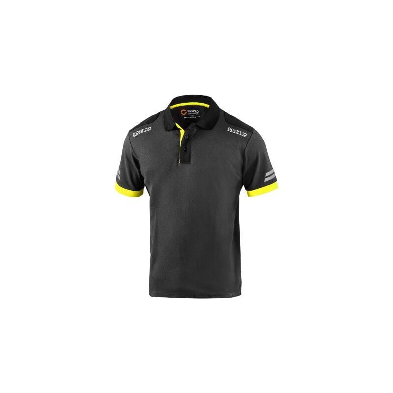 Sparco polo tech Toledo Tg. xs en coton et polyester gris fonce'/jaune fluo avec bandes re'fle'chissantes sur la manche grigio scuro + giallo fluo xs