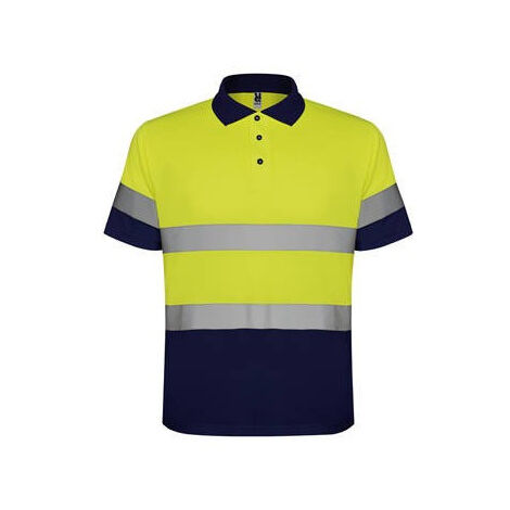 Polo técnico de manga corta de alta visibilidad con dos bandas reflectantes POLARIS ROLY XXXXL Marino/Amarillo Fluor