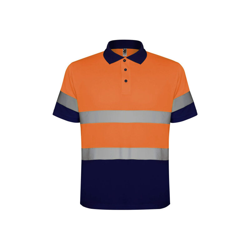 

Polo técnico manga corta de alta visibilidad POLARIS HV9302 | S - Azul Marino/Naranja Fluor