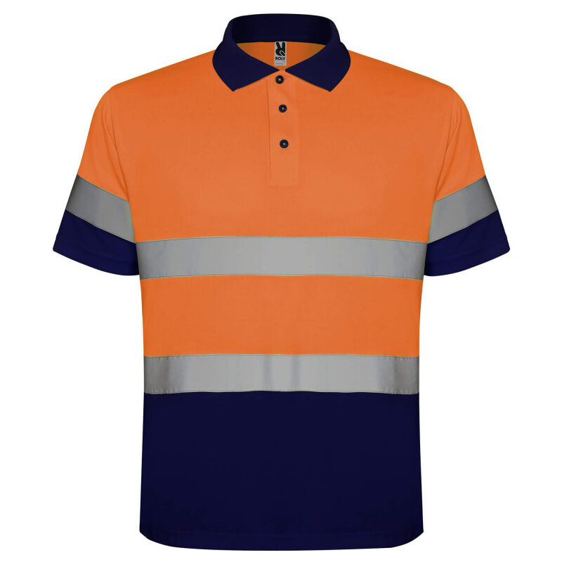 

Polo técnico manga corta de alta visibilidad POLARIS HV9302 | L - Azul Marino/Naranja Fluor