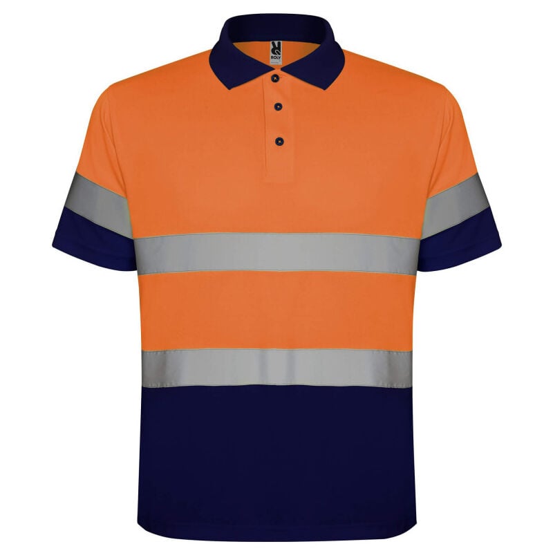 

Polo técnico manga corta de alta visibilidad POLARIS HV9302 | XXL - Azul Marino/Naranja Fluor