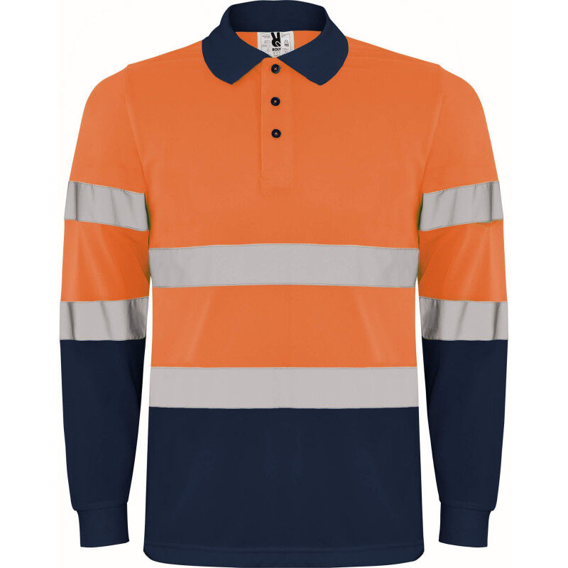 

Polo técnico manga larga de alta visibilidad POLARIS L/S HV9306 | S - Azul Marino/Naranja Fluor