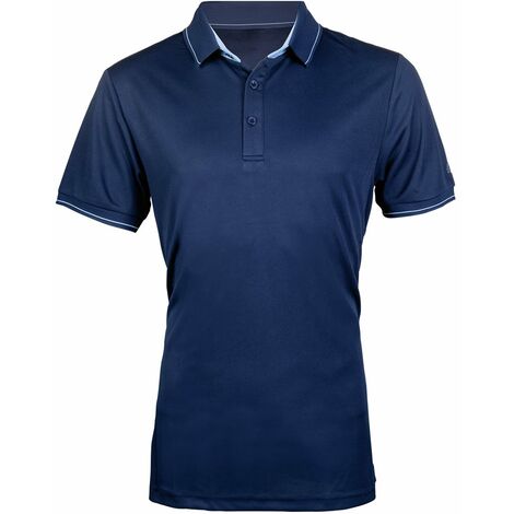 Polo uomo da equitazione a manica corta con bottoni modello Classico: XXL, 6900 blu scuro