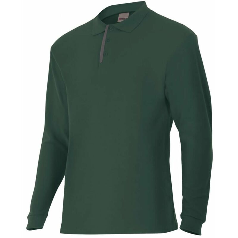 

Polo verde caza/bosque de manga larga bicolor Serie P105503 | 3XL - Verde bosque / Gris