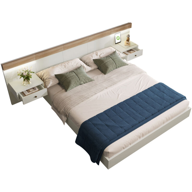 Mivray Polsterbett 140x200 Cm Mit Gestell Mit 4 Schubladen, Samt, Beige