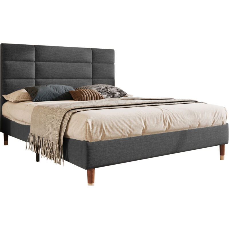 Mivray Polsterbett 140x200 Cm Mit Holzlattenrost Und Getuftetem Kopfteil