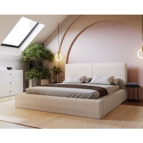 EMPORIUS 140x200 Morin Boucle - Doppelbett, Schlafzimmer, Bouclé-Stoff Creme (Anthology 1)