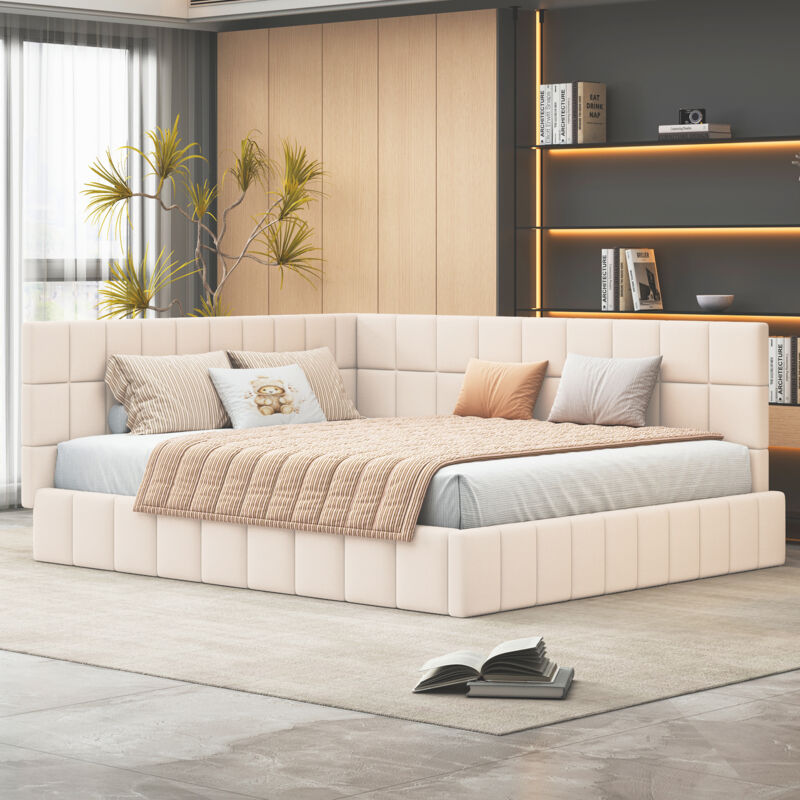 Mivray Polsterbett 160x200 Cm Mit Lattenrost, Beige