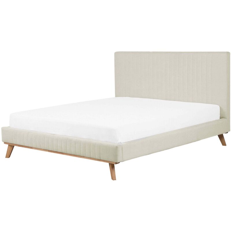 Beliani Bett Mit Lattenrost Chenillegewebe Talence 160 X 200 Cm Hellbeige