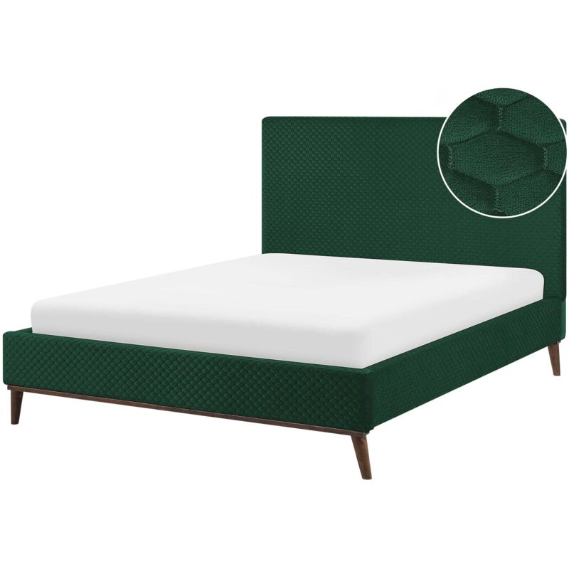 Beliani Polsterbett Grün 140 X 200 Cm Mit Lattenrost Gesteppte Kopfteil Elegante Ausstrahlung Modern