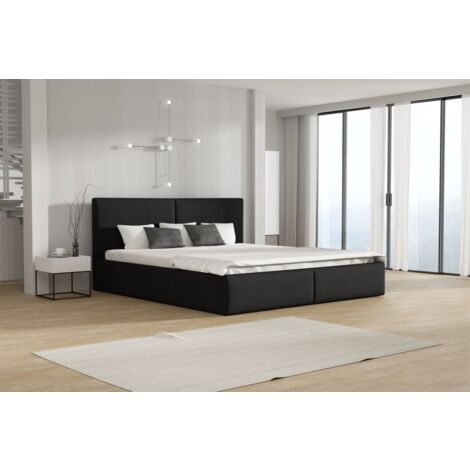 Polsterbett Doppelbett BERGEN 120x200cm Stoff Magic Velvet Schwarz