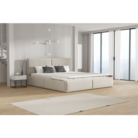 Polsterbett Doppelbett BERGEN 180x200cm Stoff Magic Velvet Hellbeige
