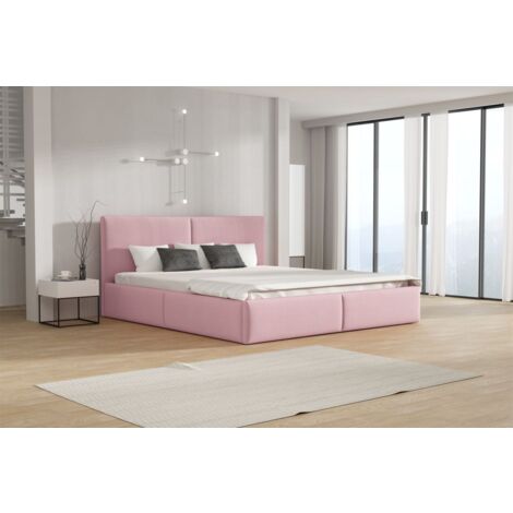 Polsterbett Doppelbett BERGEN Komplettset 120x200cm Stoff Magic Velvet Rosa