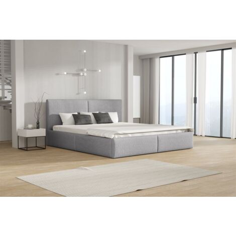 Polsterbett Doppelbett BERGEN Komplettset 140x200cm Stoff Freya Silbergrau